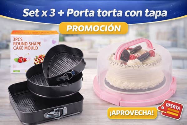 Porta torta con tapa+ Set x 3 Asaderas